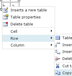 right-click table rows to copy   paste